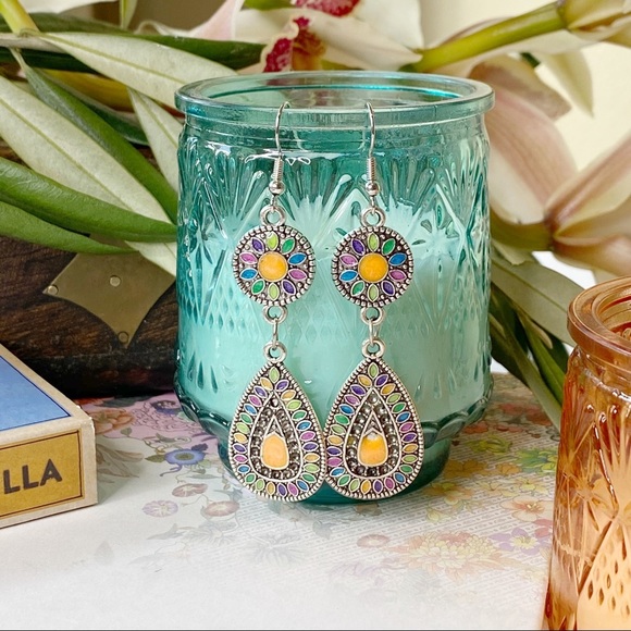 3/$15 Bohemian Mandala Dangle Earrings - Multi - Picture 6 of 10